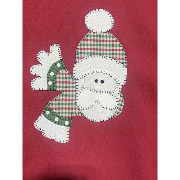 Jerzees Red Christmas Sweater Large Long Sleeve With Santa Clause Graphic - Picture 6 of 8
